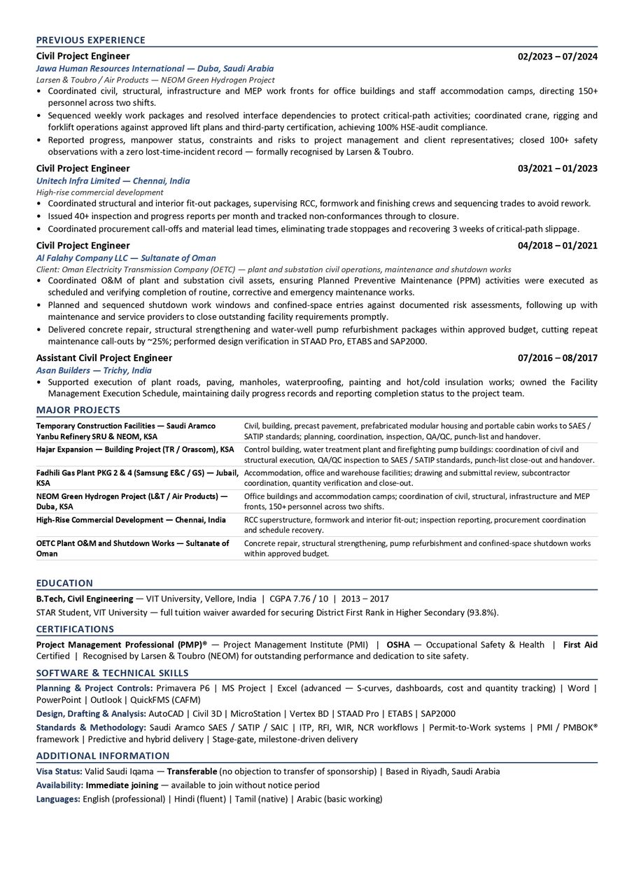 Riyadh, Job Seekers, Project Coordinator | Project Control Engineer | Civil Engineer | Project Engineer
