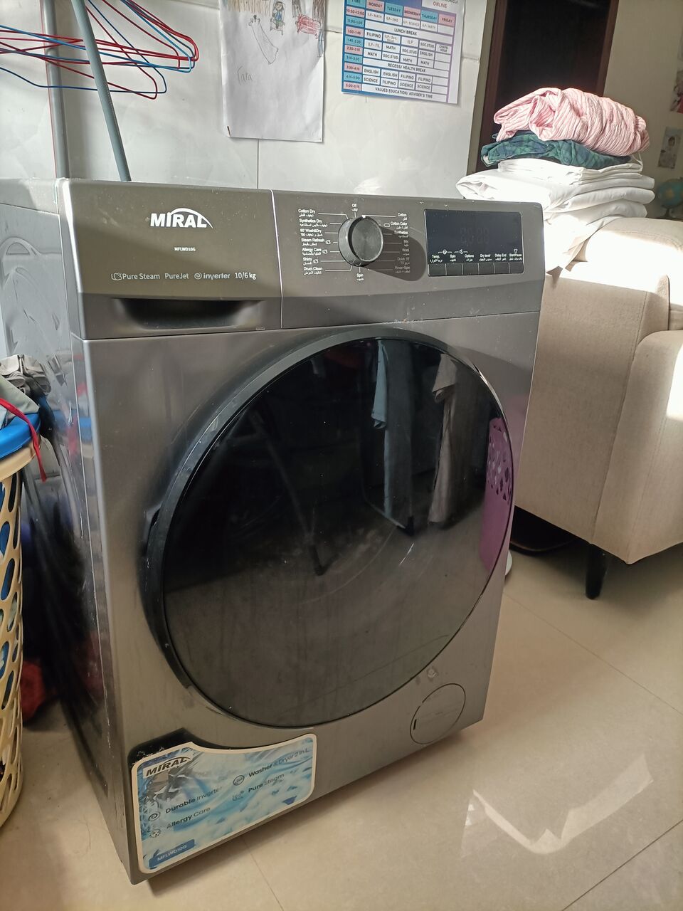 Hofuf, Appliances, SAR 1100,  Automatic Washing Machine, With Inverter, Wash & Dry Front Loading 10Kg/6Kg