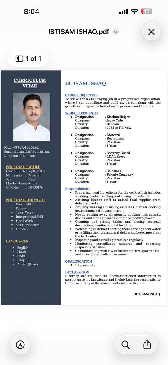 Manama, Job Seekers, Kitchen Helper Cleaner