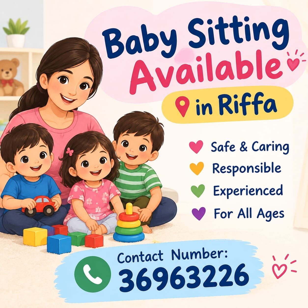 East Riffa, Daycare, Baby Sitting Available