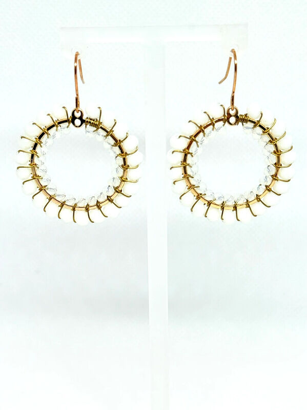 New York, Business, Beaded Dangle Earrings | Crystal Circle Design
