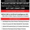 Expert Home Tutor Available In RIYADH Math/Physics/Chemistry/Computer: A-Level/IGCSE/IB