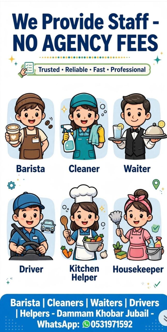 Dammam, Manpower, We Have Barista, Cleaners, Waiters, E T C