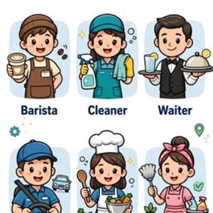 We Have Barista, Cleaners, Waiters, E T C