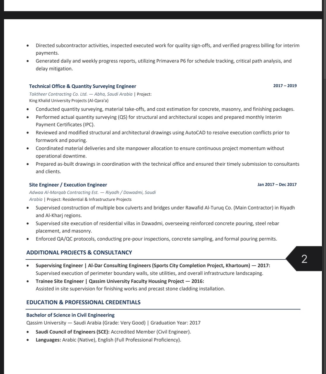 Riyadh, Job Seekers, ​"Civil Engineer With 9 Years Of Experience Across Site Engineering, Planning, And Technic