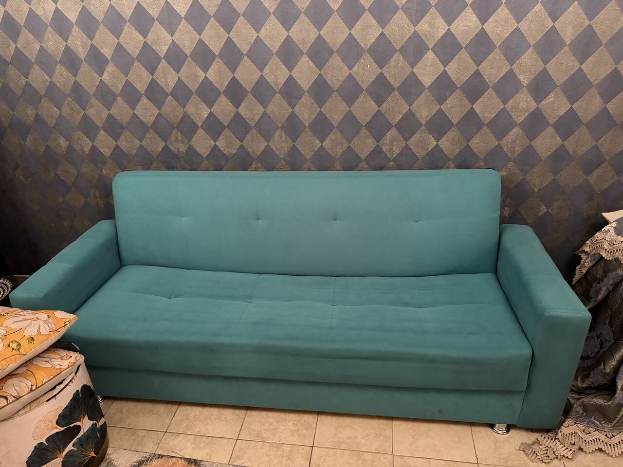 Al Adama, Furniture, SAR 2000,  Sofa Cum Bed , Single Sofa , And Traditional Curved Glass Curio Cabinet