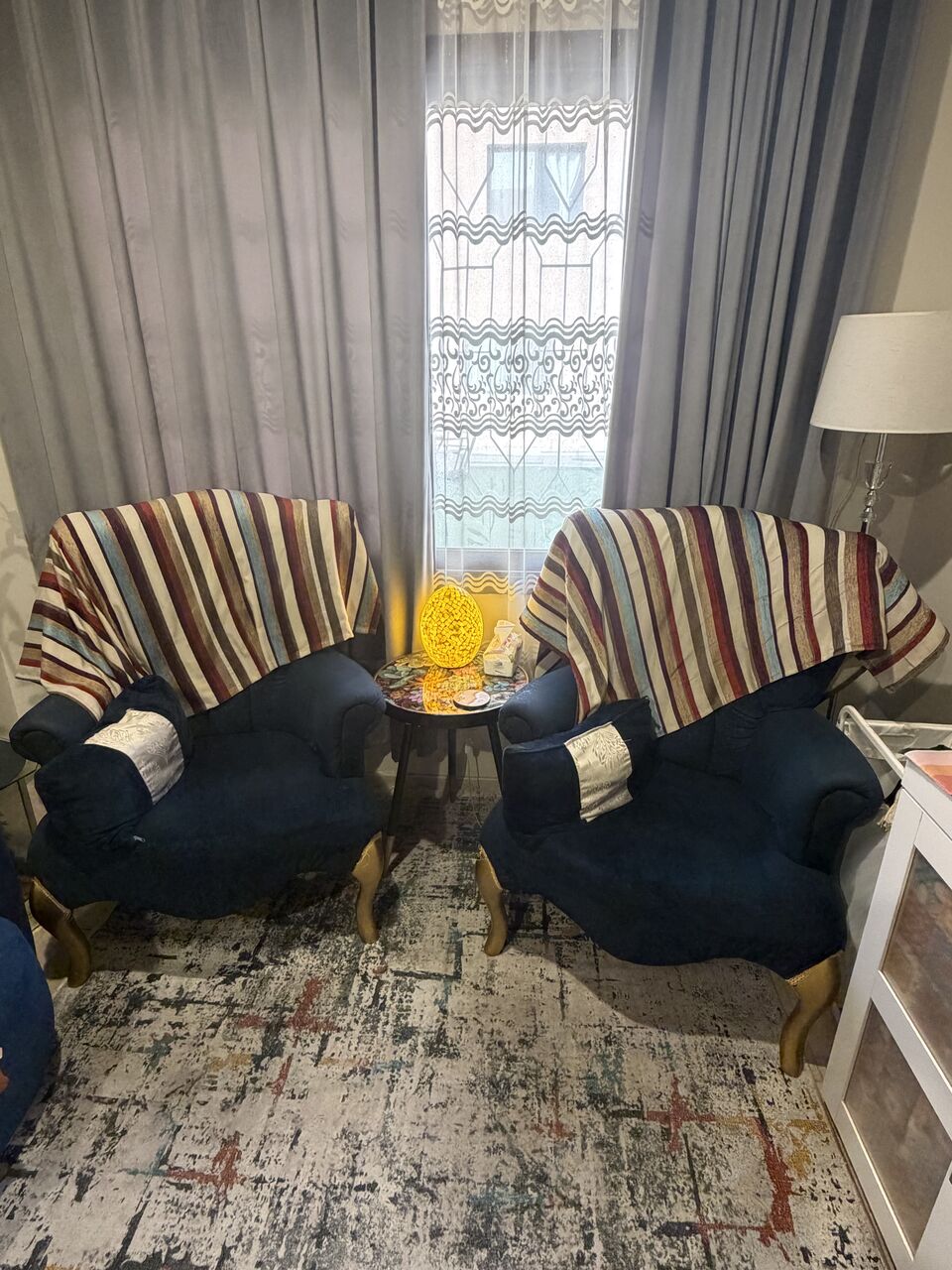 Al Adama, Furniture, SAR 2000,  Sofa Cum Bed , Single Sofa , And Traditional Curved Glass Curio Cabinet