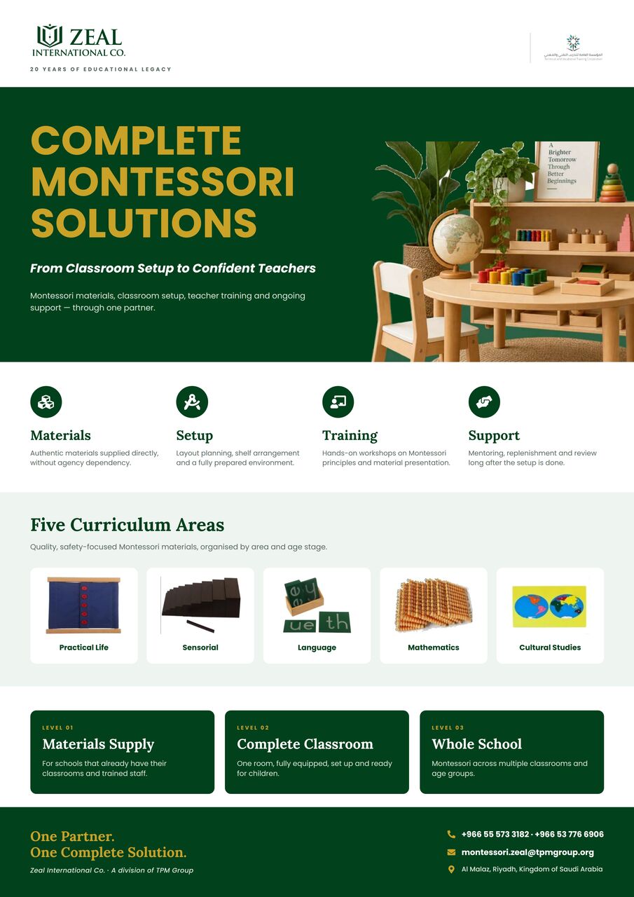 Riyadh, Baby & Kid Stuff, Montessori Materials & Classroom Setup In Saudi Arabia | Zeal Montessori