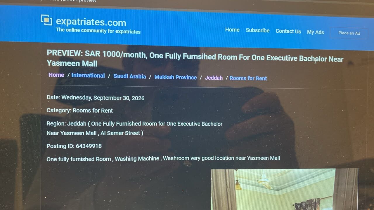 Jeddah, Rooms for Rent, SAR 1000/month,  Furnished,  Furnished Room Available For Rent For A Single Person