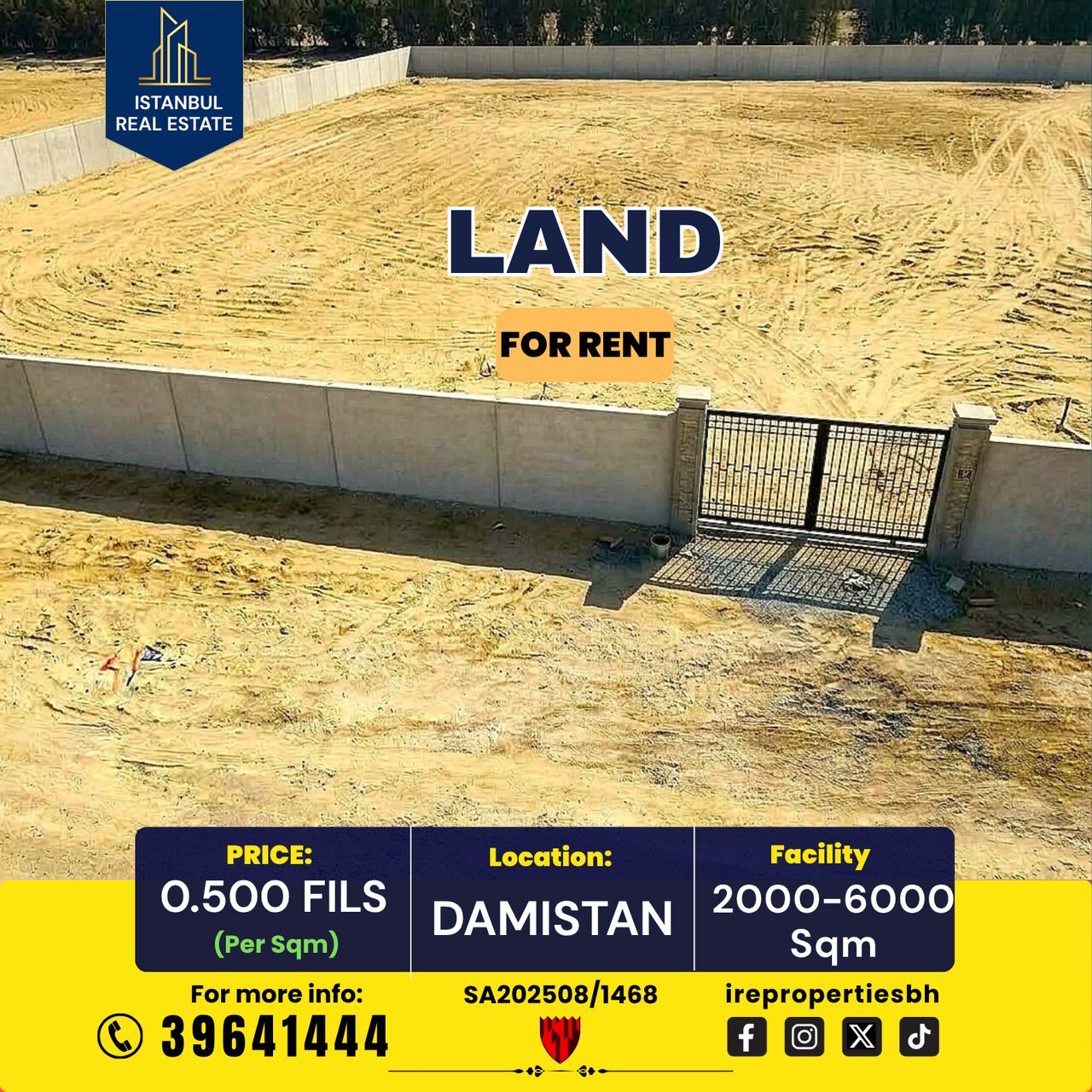 Hamad Town, Residential Plots, BHD 1000,  2000 Sq. Meter,  Land For Rent In Damistan 0.500 Fills Per Sqm