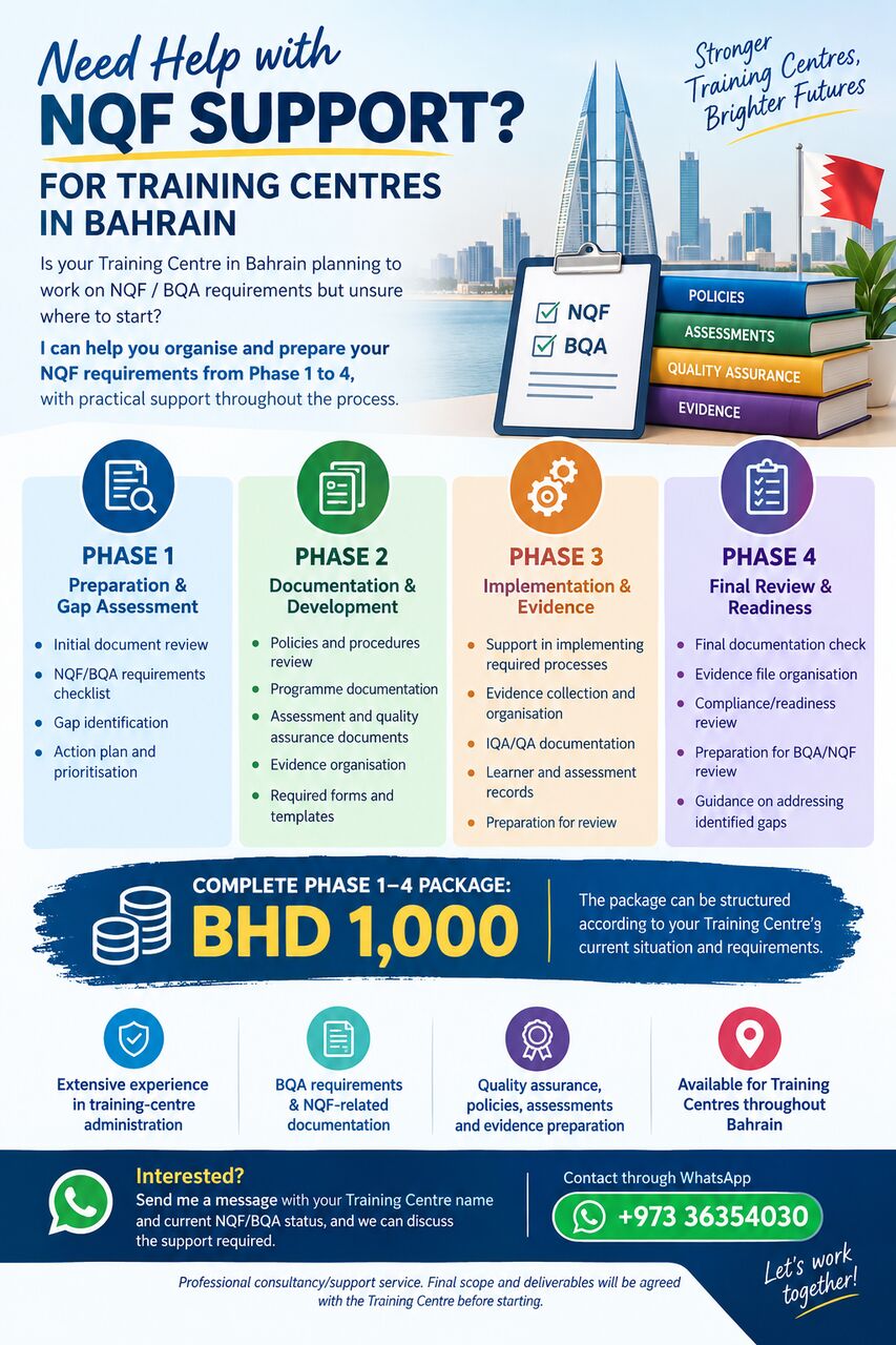 Tubli, Education, NQF SUPPORT SERVICES FOR TRAINING CENTRES IN BAHRAIN