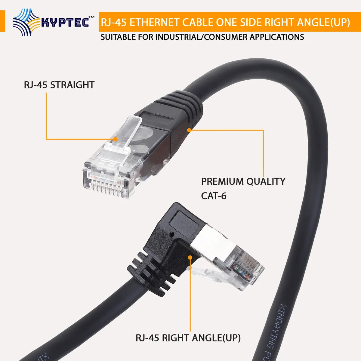 New Delhi, Electronics, INR 550,  Industrial GigE Ethernet CAT 6 Cable With RJ-45 Right Angle UP Connector &ndash; Kyptec Automati