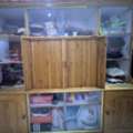 BHD 35, Title: Wooden Showcase / TV Cabinet With Glass Display & Storage - Good Condition