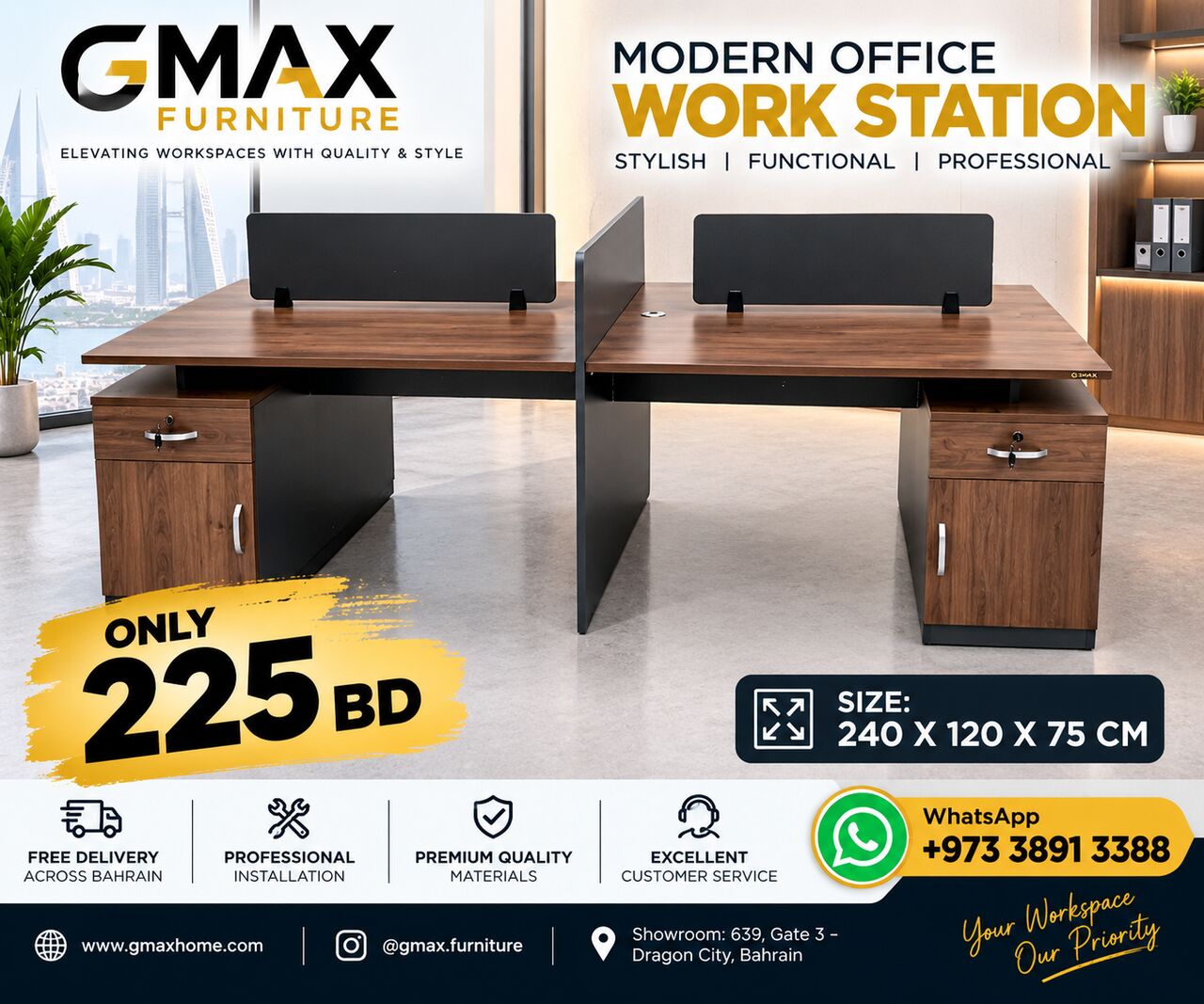 Manama, Furniture, BHD 225,  4PERSON WORKSTATION