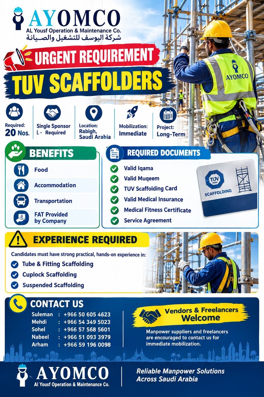 Khobar, Jobs, Scaffolders With TUV