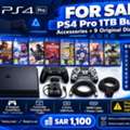 SAR 1100,  PS4 Pro 1TB + Accessories + 9 Original Disc Games