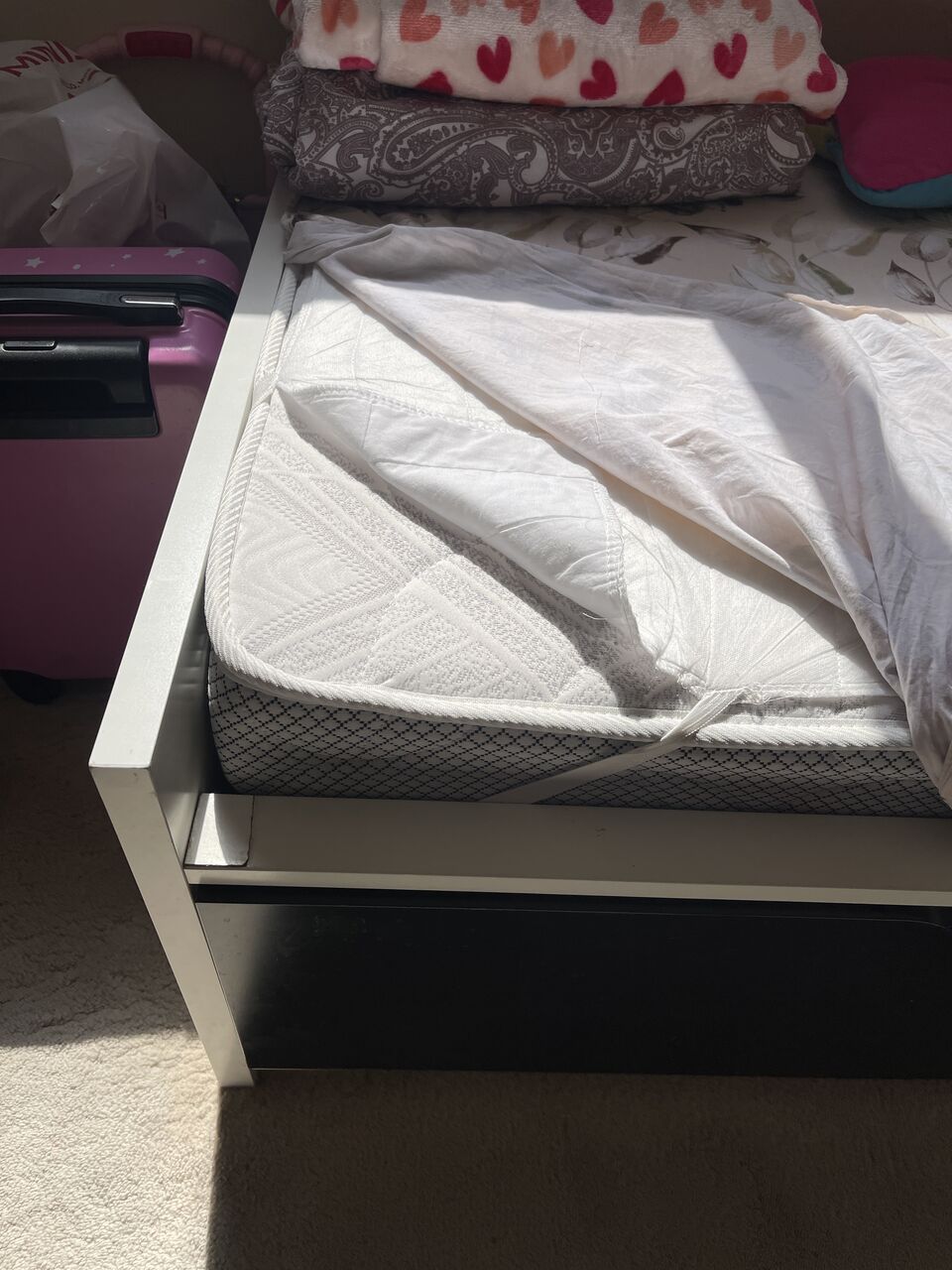 Riyadh, Furniture, SAR 750,  IKEA Bed With Back Rack And New Mattress Purchase From Mattress Land