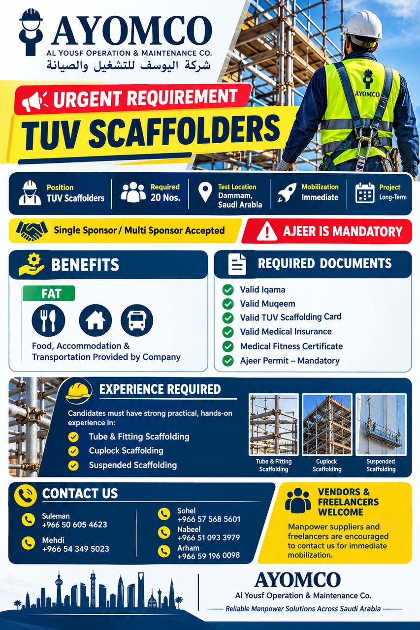 Khobar, Jobs, Scaffolders With Ajeer