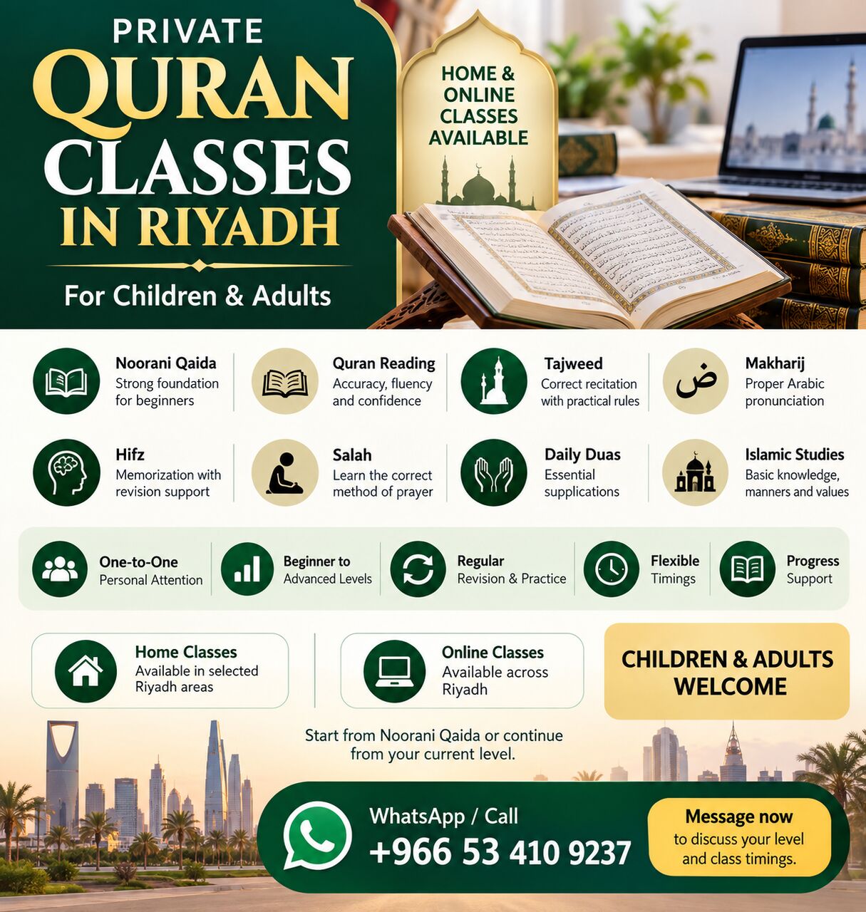 Al Rabwah, Lessons Offered, From Basic Reading To Fluent Quran Recitation &ndash; Personalized Lessons In Riyadh