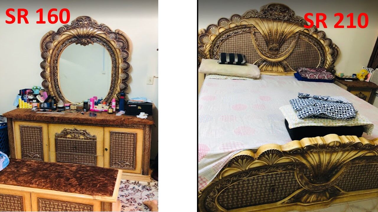 Yanbu, Household Items, Double Cot And Dressing Mirror With Sitting Bench
