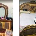 Double Cot And Dressing Mirror With Sitting Bench