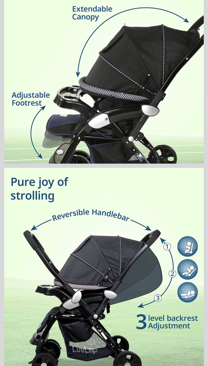 Hofuf, Baby & Kid Stuff, SAR 250,  LuvLap Galaxy Baby Stroller, Pram For Baby With 5 Point Safety Harness, Spacious Cushioned