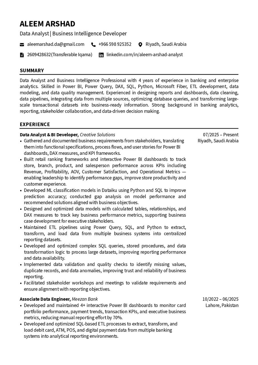 Riyadh, Job Seekers, Data Analyst | BI Developer | SQL & Power BI | Banking & Payments Analytics