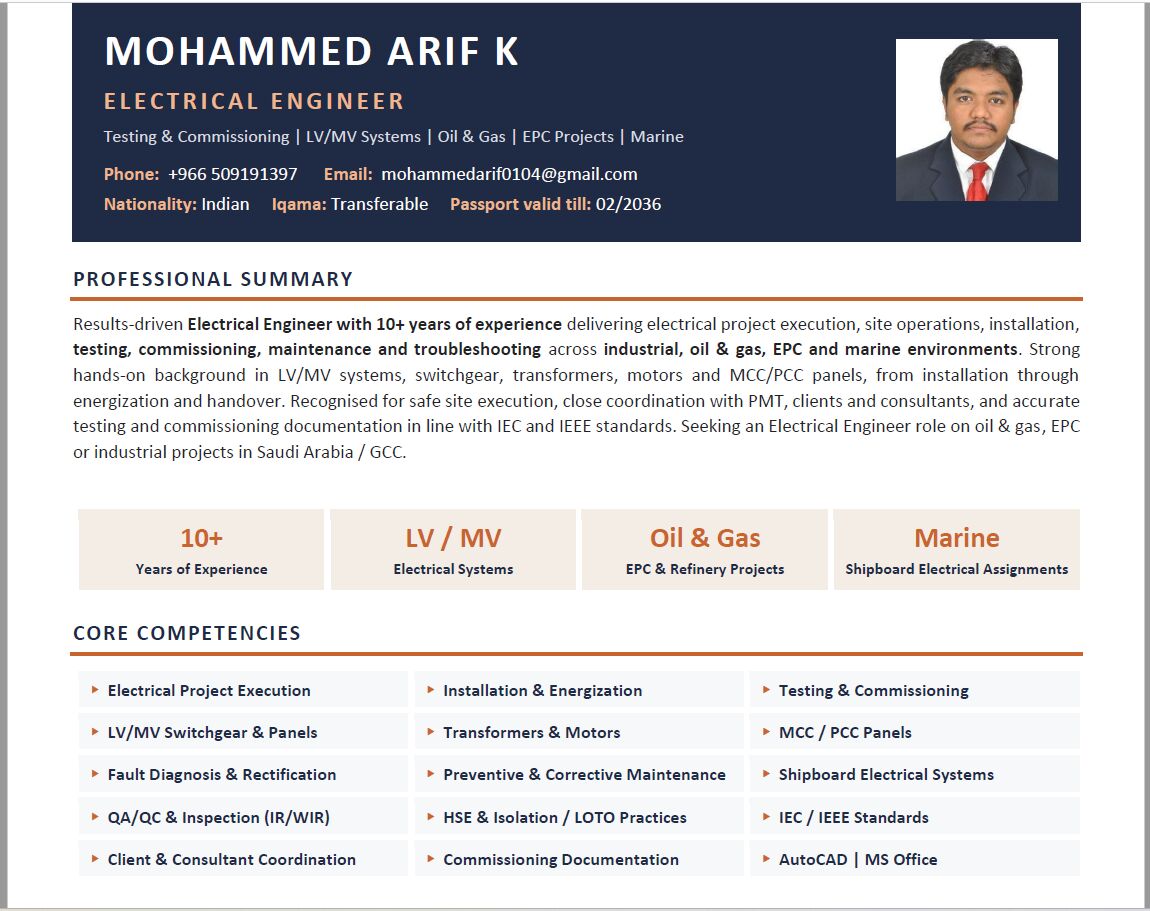 Riyadh, Job Seekers, R Electrical Engineer | 10+ Years | Oil & Gas | EPC | Testing & Commissioning|Transferable