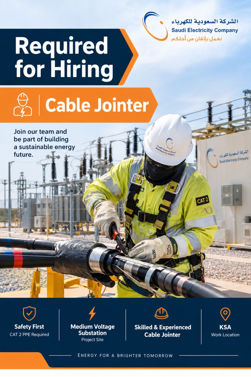 Dammam, Jobs, Cable Jointer (13.8 KV) With Valid License