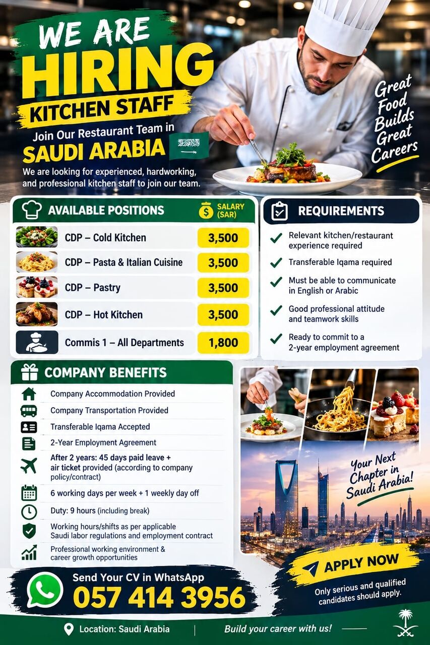 Olaya, Jobs, KITCHEN STAFF