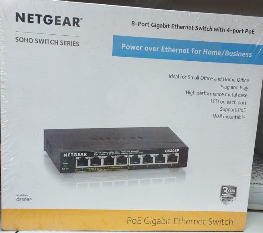 Riyadh, Electronics, SAR 250,  NETGEAR GS308P 8-Port Gigabit PoE Ethernet Switch &ndash; Brand New Sealed