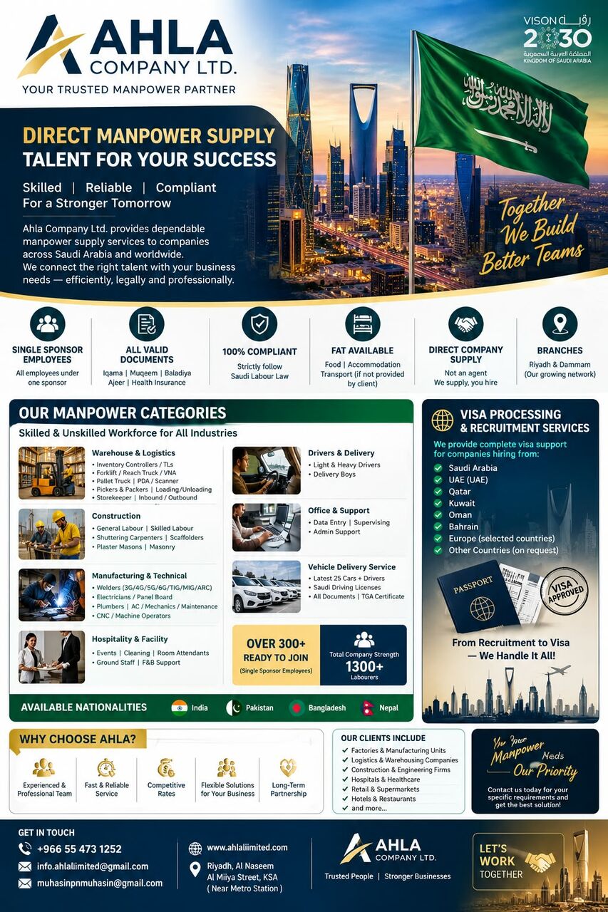Riyadh, Manpower, YOUR MANPOWER REQUIREMENT. OUR SOLUTION.