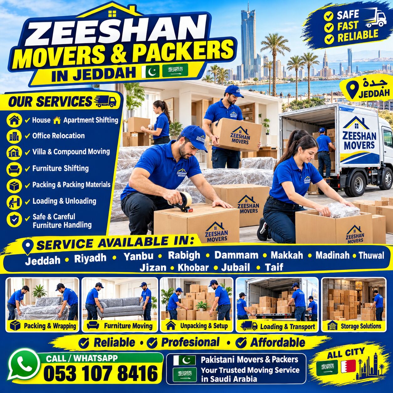 Jeddah, Household, ZEESHAN MOVERS  PACKERS IN JEDDAH  &  Dabbab & Dyna Available🇧🇭 For Moving & Shifting