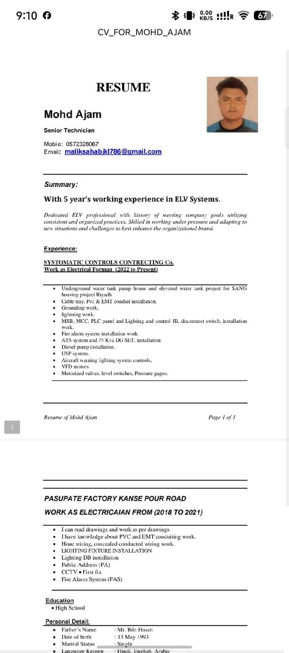 Dammam, Jobs, I Need Jop Electrician
