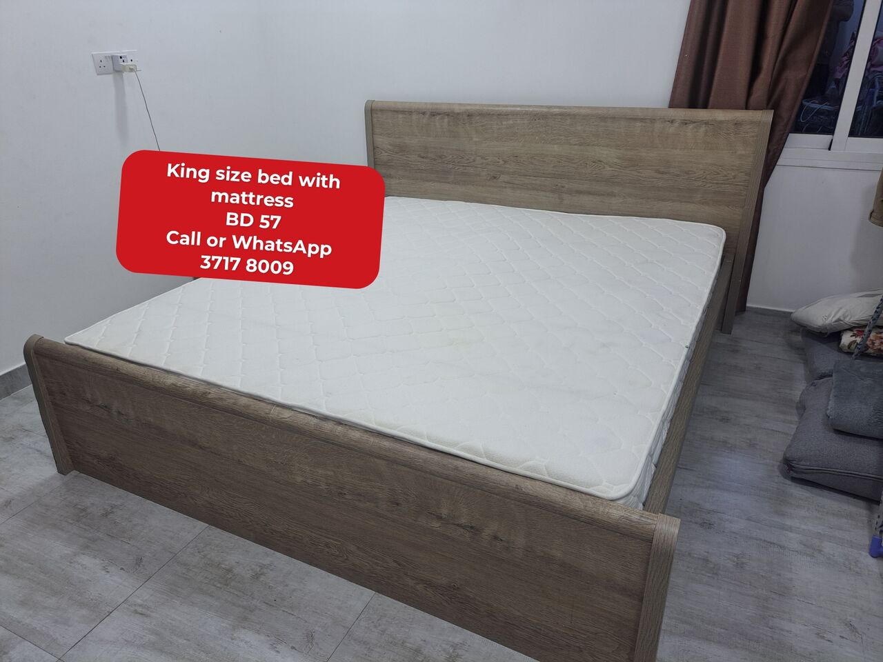 Manama, Furniture, BHD 57,  @@King Size Bed With Mattress In Good Condition For Sale With Delivery