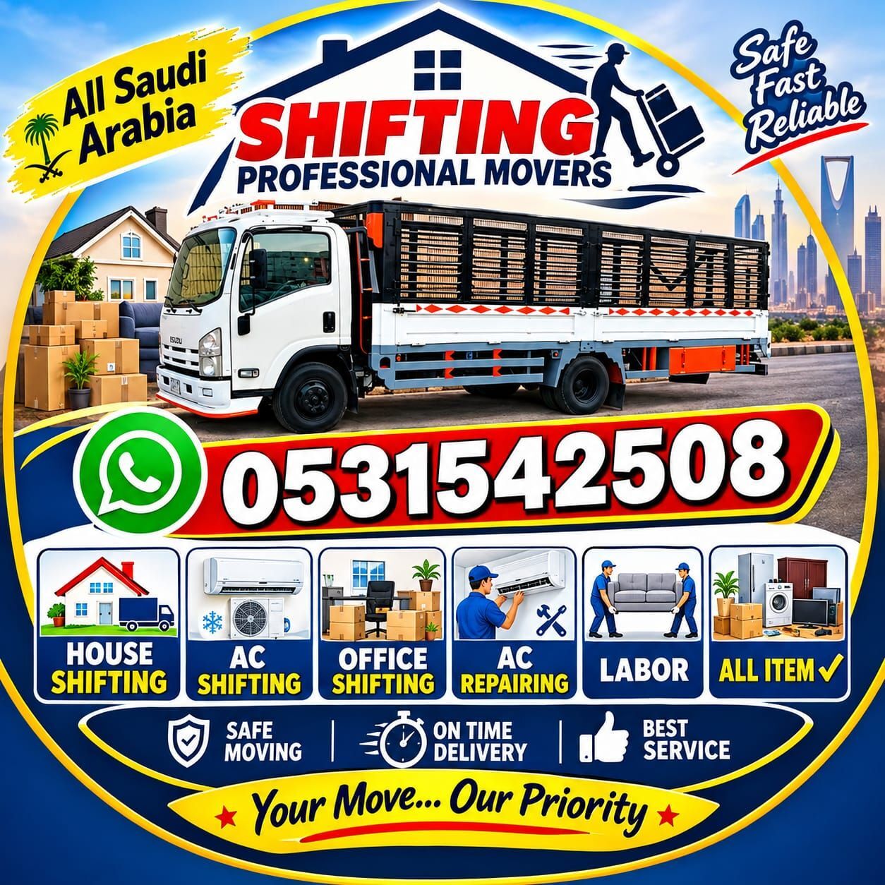 Al Jubail Al Balad, Delivery, ‎(13)MOVERS PACKERS□HOUSE SHIFTING□PROFESSIONAL LABOR TEAM □DYNA TRUCK FOR 0531542508