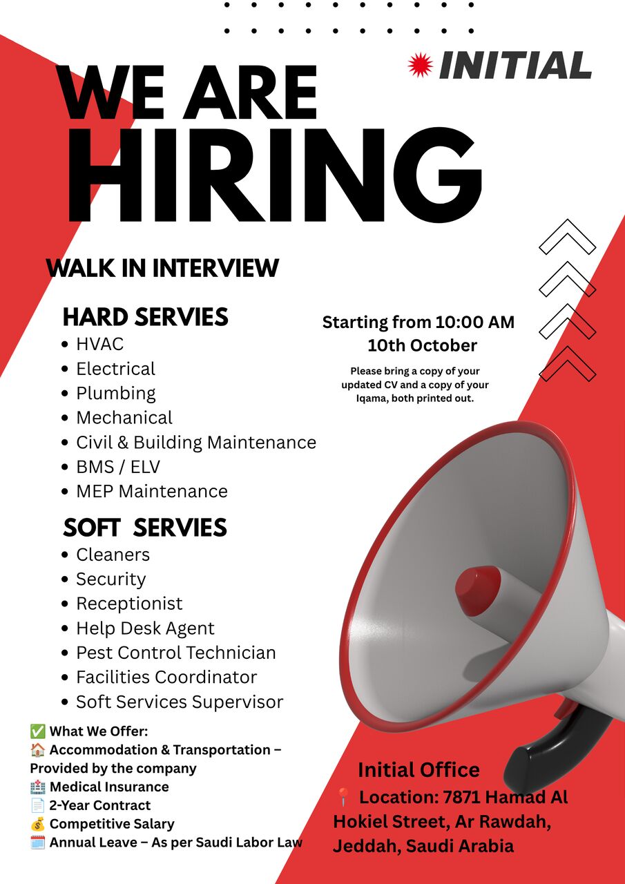 Jeddah, Jobs, Walk In Interview