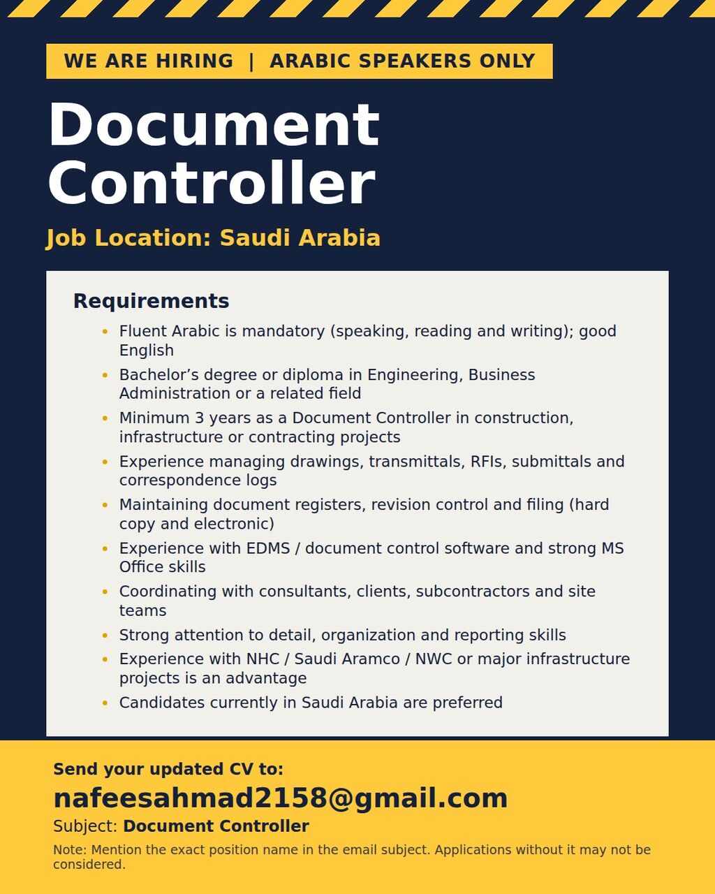Riyadh, Jobs, Document Controller