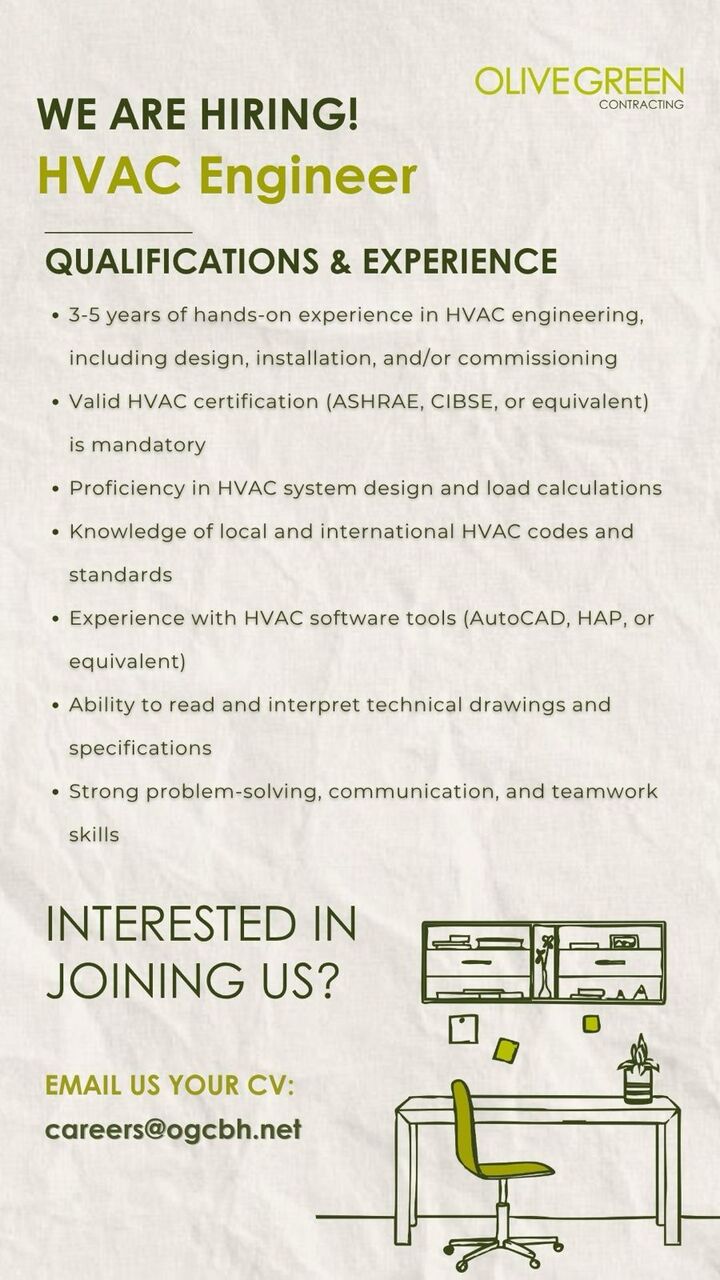 Manama, Jobs, HVAC Engineer