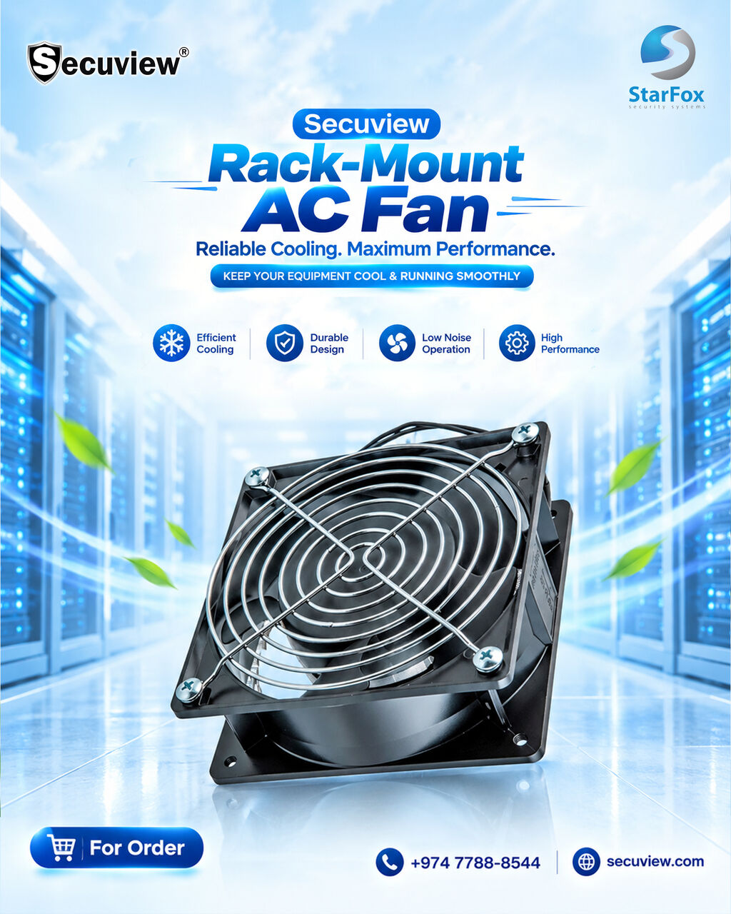 Doha, Electronics, QAR 75,  Secuview Rack-Mount AC Fan, High-Performance Cooling Solution.