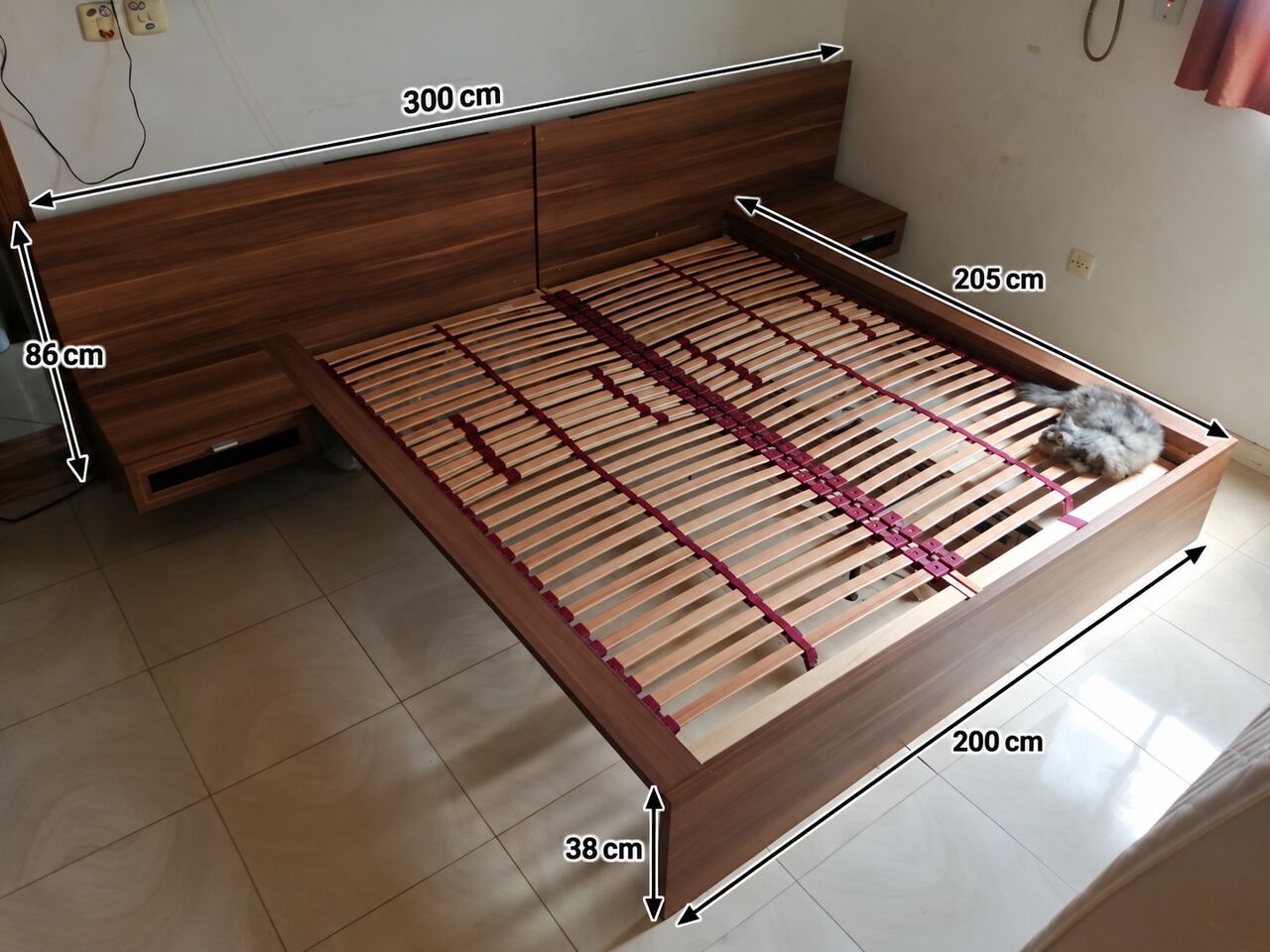 Mushrefah, Furniture, SAR 400,  IDdesign King-Size Wooden Bed Frame With Built-in Nightstands