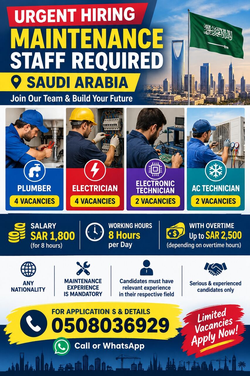Jeddah, Jobs, Maintenance Staff
