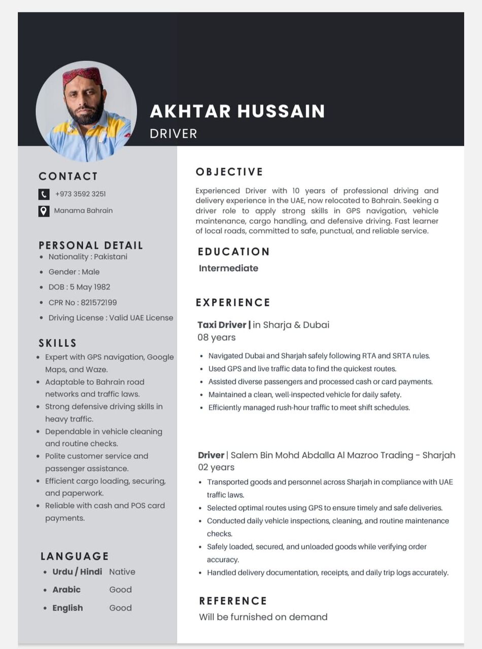 Manama, Job Seekers, Driver