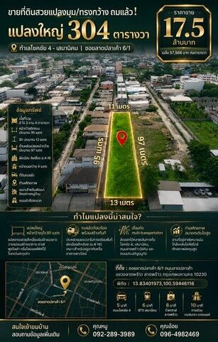 Bangkok, Real Estate For Sale, THB 17500000,  6 BR,  304 Sq. Feet,  ที่ดินสวยแปลงมุม/ทรงกว้าง ถมแล้ว! 