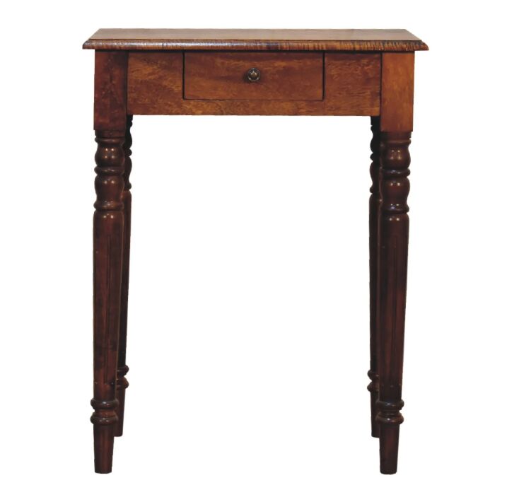 New York, Household Items, USD 364,  Artisan Furniture Solid Wood Chestnut Turned Leg Writing Desk, 1-Drawer, Brown