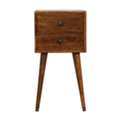 USD 197,  Solid Wood Mini Nightstand, 2-Drawers, Chestnut, Dark Brown