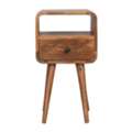 USD 217,  Solid Wood Mini Oak-ish Curve Nightstand,1-Drawer, 1 Open-Slot, Brown
