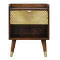 USD 336,  Solid Wood Manila Gold Nightstand, 1 Drawer, 1 Open Slot, Dark Brown