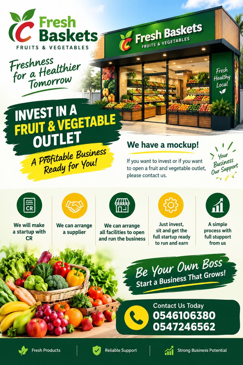 Jeddah, Business, 🥦 INVEST IN A FRUIT & VEGETABLE OUTLET 🍎