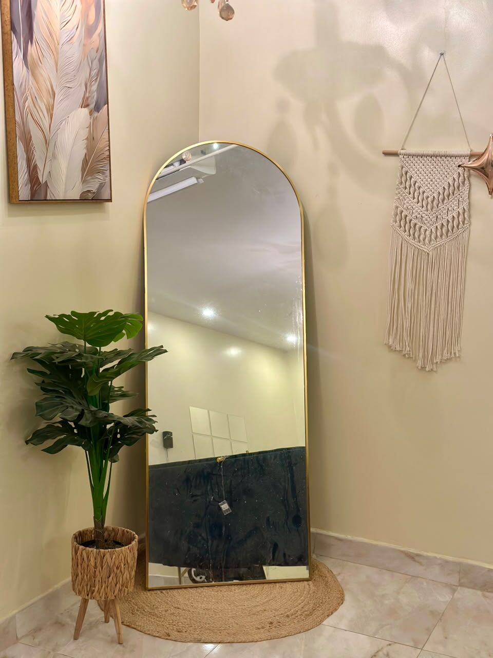 Dammam, Furniture, SAR 200,  Full Entryway Décor Set &ndash; Mirror + Plant + Rug + Wall Frame